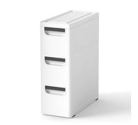 Slim Mobile Storage Cabinet with Wheels - Narrow 3/4/5-Drawer Organizer for Bathroom, Bedroom & Entryway (3-drawer)