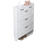 Slim Modern Shoe Cabinet with 3 Flip Drawers Hidden Shoe nizer for Entryway Space-Saving Design White 28" x 6.7" x 50" Stylish Footwear Storage Solution