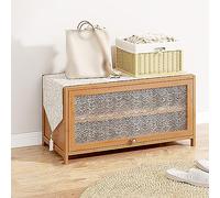 Slim Modern Shoe Storage Cabinet for Entryway, Tall Narrow Hallway Cupboard, Rattan Sideboard, Space-Saving Shoe Organizer, Stylish Hallway Furniture, Large Capacity