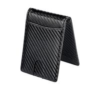 Slim Money Clip Wallet - Men Slim Wallet, Slim PU Leather Wallet | Minimalist Slim Wallet with Money Clip and Card Holder, Front Pocket Wallet, Black, Fare riferimento alla descrizione, Please refer