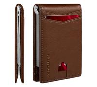 Slim Money Clip Wallets for Men RFID Blocking 8 Card Holder Minimalist Small Thin Carbon Leather Bifold Mens Front Pocket Wallet Gift Box, Texas Brown