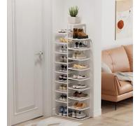 Slim Narrow Shoe Rack Cabinet - Veal Metal e Shoe Sto nizer, Space-Saving Freending Shoe Rack for Entryway & Living Room, White, 19.3"x53.1"