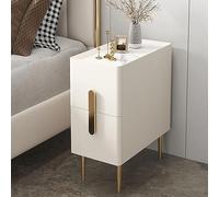 Slim Nightstand with 2 Drawers Modern Small Bedside Table 25-40cm Width Night Cabinet Compact Nightstand for Bedroom (Color: White Size: 40x40x50cm)