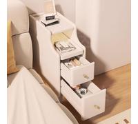 Slim Nightstand with Drawers and Shelf, Space-Saving Bedside Table for Modern Bedrooms and Compact Areas