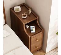 Slim Nightstand with Drawers and Shelf, Space-Saving Bedside Table for Modern Bedrooms and Compact Areas
