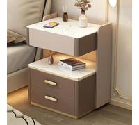 Slim Nightstand with Wireless Charging, Compact Night Table with Drawer, Smart Bedside Table for Living Room and Bedroom (Color: White, Size: 53CM_B)