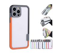 Slim No Back Cover Two-Color Silicone Edge Frame Phone Case for iPhone 13 14 15 Pro Max Plus,Backless Heat Dissipation Anti-Drop Case with Shockproof Camera Cover (15 pro, Black Orange)