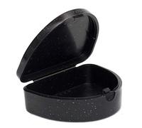 Slim Orthodontic Dental Case - Colour & Glitter Choices for Retainers, Bleaching Trays, Dentures & More (Glitter Black)