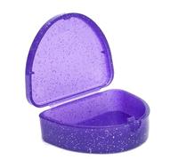 Slim Orthodontic Dental Case - Colour & Glitter Choices for Retainers, Bleaching Trays, Dentures & More (Glitter Purple)