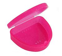 Slim Orthodontic Dental Case - Colour & Glitter Choices for Retainers, Bleaching Trays, Dentures & More (Glitter Pink)