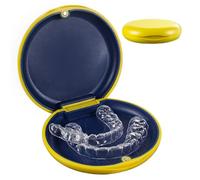 Slim Orthodontic Retainer Box Case Dental Retainer Container with Magnetic Closure, Mouth Guard Case Denture Braces Box Holder for Bleaching Trays, Clear Aligner, Denture - Yellow