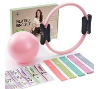Slim Panda Pilates Ring Set, 14 Inch Durable Circle with Padded Handles, Include Pilates Ball, Resistance Bands, Guide & Carry Bag