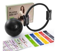 Slim Panda Pilates Ring Set, 14 Inch Durable Circle with Padded Handles, Include Pilates Ball, Resistance Bands, Guide & Carry Bag