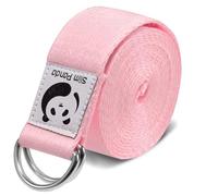 Slim Panda Yoga Belt Pilates Yoga Straps Stretch for Exercise Workout Dance, 100% Cotton Yoga Belt with Safety D Ring Buckles for Stretching, Flexibility(Light Pink 180CM)