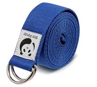 Slim Panda Yoga Belt Pilates Yoga Straps Stretch for Exercise Workout Dance, 100% Cotton Yoga Belt with Safety D Ring Buckles for Stretching, Flexibility(Dark Blue 250CM)