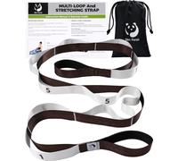 Slim Panda Yoga Strap with 12 Loops for Stretching, Non-Elastic Stretch Belt for Physiotherapy Pilates, Leg Stretcher Band for Flexibility, 220 x 3.8cm