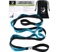 Slim Panda Yoga Strap with 12 Loops for Stretching, Non-Elastic Stretch Belt for Physiotherapy Pilates, Leg Stretcher Band for Flexibility, 220 x 3.8cm