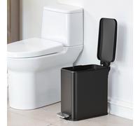 Slim Pedal Bathroom Bin, Steel, Black / 10L