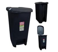 Slim Pedal Kitchen bin with Lid Plastic Indoor/Outdoor Sanitary Garbage Clinical Waste Bin Living Room Recycling Trash Garden Dustbin Home Office Bathroom Kitchen (Black, 40L)