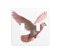 Slim Pink Dove in Flight Double Gang Toggle Light Cover Wall Plate Switch Decor Standard Size - 11.4x11.4cm
