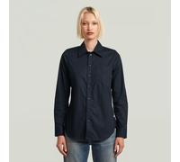 Slim Poplin Long Sleeve Shirt - Dark blue - Women L