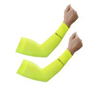 Slim Pro Unisex Sports Arm Sleeves - Women's Volleyball Sleeves, Compression Arm Band, Arm Sleeve, Padel Sleeve, Elbow Band, Running Sleeves - Made in Italy, yellow neon, M/L