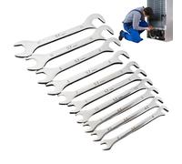 Slim Profile Wrench Set - 10 Pcs Ultra Thin Open End Spanner Kit, High Precision Repair Tool Set for Tight Space Fastening, Durable Hand Tools for Car Bike Plumbing Furniture Electronics Maintenance P