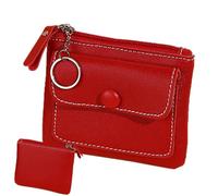 Slim PU Card Holder Wallet for Women - Credit Card Holder with Front Zipper Pocket | Solid Color Compact Organizer for Girls and Women, Lightweight Durable Design, Pr, red, Please refer to the
