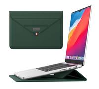 Slim PU Laptop Liner Case for MacBook Neo (A18 Pro) 2026 A3404 A3204, Water-Resistant & Scratch-Proof Protective Sleeve with Foldable Stand, Non-Magnetic Strong Hook-and-Loop Closure (Dark Green)