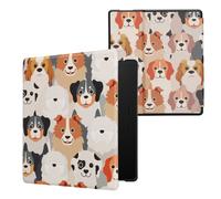 kwmobile Case Compatible with Amazon Kindle Oasis 10. Generation Case - eReader Cover - Dogs White/Light Brown/Grey