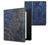 kwmobile Case Compatible with Amazon Kindle Oasis 10. Generation Case - eReader Cover - Golden Mandalas Yellow/Dark Blue
