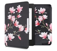 kwmobile Cover for Amazon Kindle Paperwhite Case - eReader Cover with auto sleep funktion - Magnolias with Pink/White/Black