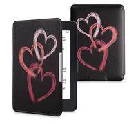 kwmobile Case Compatible with Amazon Kindle Paperwhite Case - eReader Cover - Brushed Heart Abstract Dusty Pink/Pink/Black