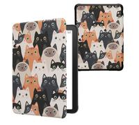 kwmobile Cover for Amazon Kindle Paperwhite (2024)/Colorsoft Case - eReader Cover with auto sleep funktion - Cats with Orange/Black/White