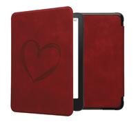 kwmobile Cover for Amazon Kindle Paperwhite (2024)/Colorsoft Case - eReader Cover with auto sleep funktion - Brushed Heart with Dark Red
