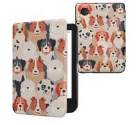 kwmobile Case Compatible with Kobo Clara BW/Colour Case - eReader Cover - Dogs White/Light Brown/Grey