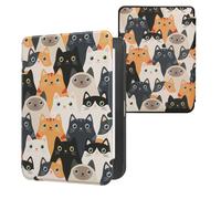 kwmobile Cover for Kobo Clara HD Case - eReader Cover with auto sleep funktion - Cats with Orange/Black/White
