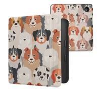 kwmobile Case Compatible with Kobo Libra 2 Case - eReader Cover - Dogs White/Light Brown/Grey