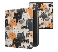 kwmobile Cover for Kobo Libra Colour Case - eReader Cover with auto sleep funktion - Cats with Orange/Black/White