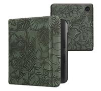 kwmobile Case Compatible with Kobo Libra Colour Case - eReader Cover - Embossing Flowers Green