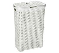 Slim Rattan-Look Laundry Basket Cream