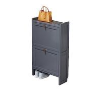 Slim Rattan Shoe Cabinet for Entryway - Freestanding Wooden Storage Rack with Metal Legs Narrow Design for Shoe nization Stylish & Functional Shoe Storage Solution
