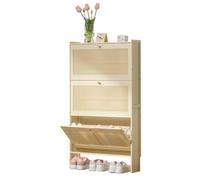 Slim Rattan Shoe Cabinet Hidden Freestanding Storage for Hallway Narrow Wooden Design for Bedroom Entryway Living Room Stylish & Space Saving nization Solution