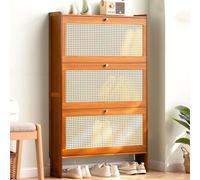 Slim Rattan Shoe Cabinet - Space-Saving Entryway Storage Rack for Hallway & Bedroom Stylish nizer for Shoes Modern Design Durable Multi-Functional Furniture