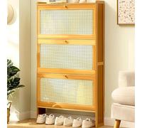 Slim Rattan Storage Cabinet with Doors She Racks Cupboard for Entryway Bedroom Living Room Stylish Storage Solution for Apartments and Small Spaces
