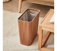 Slim Rectangular Wood Trash Can with Bag Clip, Japanese-Style Recycling Bin for Kitchen, Bathroom, Bedroom, Office, and Craft Room - Stylish Waste Container