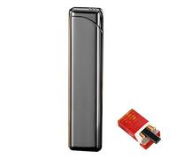 Slim Refillable Butane Lighter - Windproof Metal Pocket Lighter, Compact & Portable (Fuel Not Included)(Black)