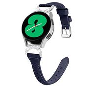 Slim Replacement Bands Compatible with Michael Kors Access Gen 4 MKGO/MKGO Gen 5E 43mm for Women,20MM Genuine Leather Bands Dressy Bling Wristband Quick Release Strap Accessories (DarkBlue)