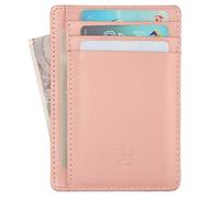 Slim RFID Blocking Card Holder Minimalist Leather Front Pocket Wallet for Women, Rose Gold, M, Minimalist