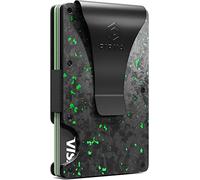 Slim RFID Blocking Minimalist Card Wallet for Men, Thin Front Pocket Wallet with Money Clip, Real Forged Carbon Wallets for Men in UK with Gift Box - Green Carbon Forged